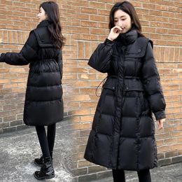 Women's Trench Coats 2023 Winter Jacket Women Long Parkas Female Down Cotton Overcoat Ladies Stand Up Collar Black Thick Warm Windproof