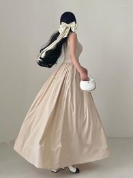 Casual Dresses WOMENGAGA Slim High Waist Fold Round Neck Sleeveless Tank Top Maxi Dress Long Sexy Korean Women Robe 8WDE