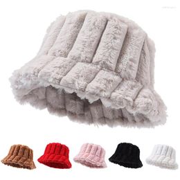 Berets Women Warm Thick Bucket Hats Cool Panama Lady Autumn Winter Outdoor Solid Colour Fisherman Cap