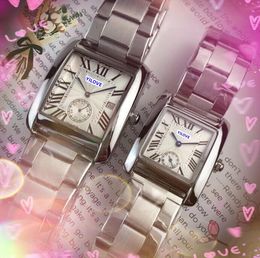 Top Brand Couple Women Men Lovers Watch Quartz Imported Movement Clock Retro Famous Outdoor Stainless Steel Belt Luxury Rectangle Shape Dial Wristwatches