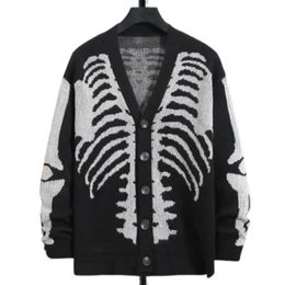 Womens Knits Tees Halloween Knitted Skull Boutique Sweater Long Sleeve VNeck Cardigan 231005