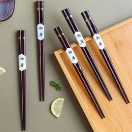 Chopsticks 10 Pair Solid Wood Non-Slip Sushi Sticks Chop Chinese Gift Reusable258E