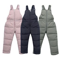 Rompers Winter Children Warm Overalls Autumn Girls Boys Thick Pants Baby Girl Jumpsuit For 1-5 Years High Quality Kids Ski Down Overalls 231005