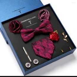 Bow Ties Men Tie Set Luxury Gift Box Male Necktie Festive Present Cufflinks Cravat Pocket Squares