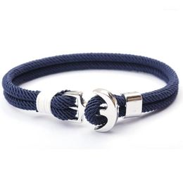 2019 New Fashion Bracelets Men Charm Chain 550 Paracord Bracelet Anchor Jewelry Male Wrap Metal Sport Sliver Hooks Milan SL0281328A