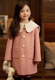 Coat Girls' winter coat girl clothes Pure handmade fashion Double sided woolen fabric wool 231008