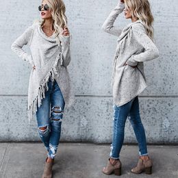 Women's Sweaters Women Knitted Warm Sweater Winter Cardigans Long Sleeve Tassel Fringe Shawl Poncho Oversized Cardigan