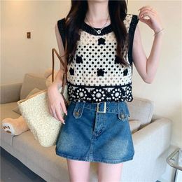 Women's Tanks Sleeveless Hollowed Out T Shirt Female Small Suspender Vest For Women Summer Unique Special O Neck Pullover Top