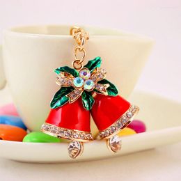 Keychains Cute Creative Craft Small Gift Christmas Dripping Oil Red Bell Keychain Car Bag Accessories Metal Pendant Keyring