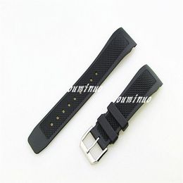 22mm Buckle18mm NEW TOP GRADE Black Waterproof Diving Silicone Rubber Watchband Bands with pin buckle type for IWC Watch221J