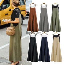 Women's Jumpsuits Rompers Women Loose Casual Playsuit Trousers Wide Leg Pants Overalls Baggy Romper Lady Chic Summer Sleeveless Cotton Loose Jumpsuits 5XLL231005