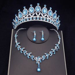 Bröllop smycken set mode brud smycken uppsättningar brud tiara kron örhänge set halsband för kvinnor födelsedagsfest bröllop smyckesuppsättningar tillbehör 231005