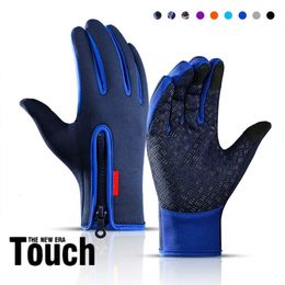 Cycling Gloves Men'S Winter Bicycle Warm Touchscreen Full Finger Glove Waterproof Outdoor Bike Skiing Motorcycle Riding 231005