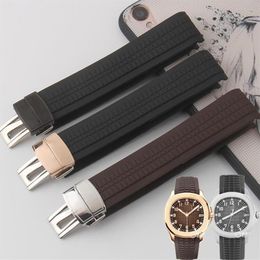 Watch Bands Silicone Strap 21MM Black Brown Blue Arc Rubber For PP AQUANAUT 5167R-001 5167A-001 Mechanical206D