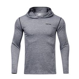 Men's Running T Shirt Long Sleeve Hooded Gym Fitness Hoodie Shirts Jogging Slim Dry Fit Breathable Crossfit Sport Sportswear 309m