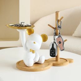 Decorative Objects Figurines Resin Bear Storage Tray Nordic Creative Ornaments Porch Desk Home Decoration Keys Candy Decor 230928