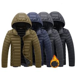 Men s Down Parkas 2023 Autumn and Winter Stock plush Thickened Cotton Clothes Hooded Coat Rib Europe America 231005