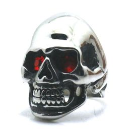 Cluster Rings Size 6 To 16 Mens Boys 316L Stainless Steel Rock Red Stone Eyes Skull Ring Est269n