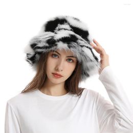 Berets Fuzzy Bucket Hat Windproof Ultra-Thick Super Soft Ear Protection Women Winter Warm Faux Fur