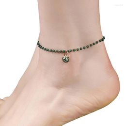 Anklets Green Crystal Anklet Bells Antique Sound 2023 Female China Agitation Foot Chain Jewelry.