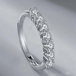 Japanese and Korean style S925 silver Moissanite row of diamonds ring female simple Personalised sweet noble Jewellery female gift192r