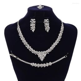 Necklace Earrings Set Jewellery HADIYANA Ladies Elegant Bracelet Ring Earring Fashion Oval Cubic Zirconia Stone BN8257 Collier Mariage
