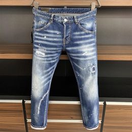 brand of fashionable European and American men's casual jeans high-grade washing pure hand grinding quality optimization L192M