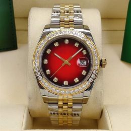 Men and women automatic Watches 41mm calendar Classic red diamond bezel Stainless steel fold buckle waterproof206h