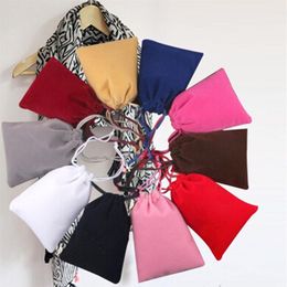 velvet drawstring bags high quanlity Gift packaging Flocked Jewelry bag Jewelries pouches Headphone packing cloth Favor Holders231V