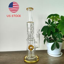 14-Inch Yellow Hookah-Style Bong with Swiss Perc and 18mm Female Joint