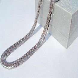 Heavy MENS 24K REAL SOLID WHITE GOLD FINISH THICK MIAMI CUBAN LINK NECKLACE CHAIN223k