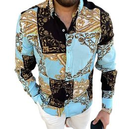 Bohemian Long Sleeve T-shirt Blusa Shirts Retro Printed Fashion Trendy Men's boho hippie Bluse Top Blouse226Z