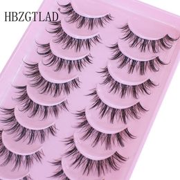 False Eyelashes Manga Lashes 10 Pairs 3D Clear Band Lashes Natural Look Wispy Mink Eyelashes Fluffy Cat Eye Lashes Pack Fake Eyelashes 231005