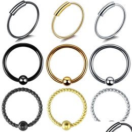 Nose Rings Studs 3Pcs /Pack Surgical Steel Captive Bead Ring Ear Hoop Nose Loop Tragus Cartilalge Piercing Body Jewellery Earring Drop Dhgvs