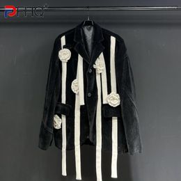 Men's Suits PFHQ Thick Suit Floating Rope Design Trench High Quality Flowers Handmade Coat Structure Blazer Jackets Autumn Ins 21F1305