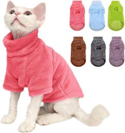 Cat Costumes Turtleneck Sweater Coat For Sphynx Fleece Winter Pullover Vest Cozy Soft Pajamas Puppy Cats Kitten Warm Apparel Cold