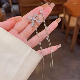 Stud Earrings Japan Korea Long Tassel Bow Irregular Drop For Women Fashion Girl Boho 2023 Trend Jewelry Gift