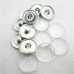 Bangle 100sets No Design Custom Jewelry Snap Button Making Brass Buttons With Clear Glass Cabochons Copper Button: 18mm