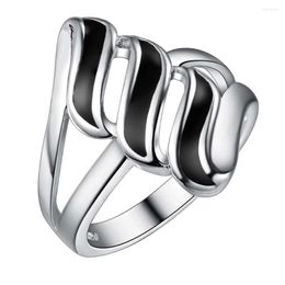 Cluster Rings Exaggerated Dark Stripe Wholesale 925 Jewellery Silver Plated Ring Fashion For Women /HJHVBUIL JNRYCVWO