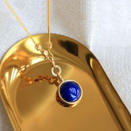 Chains Llight Luxury Fashionable Simple Detachable Necklace Blue Lapis Lazuli Circular Pendant Party Clavicle Chain Jewellery Gift