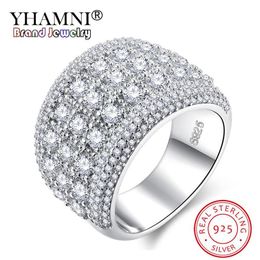 YHAMNI Original Solid 925 Silver Rings Luxury Fashion Bridal Rings for Women Micro CZ Zircon Wedding Crystal Jewellery RA0146245O