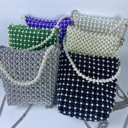 Evening Bags Small Fairy Handheld Pearl Bucket Retro Homemade Vacation Clutch Purse Large Long Metal Chain Hollow Out Crossbody Bag