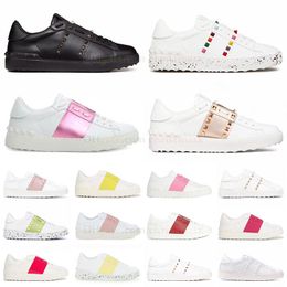 top platform canvas shoes black white silver Valentine's open sneakers rose gold rivets Italy ladies low-top loafers patchwork classic mens womens casual trainers