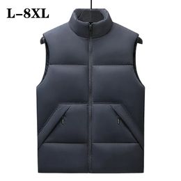 Men's Down Parkas 8XL Mens Winter Sleeveless Jacket Men Vest Warm Thick Hooded Coats Male CottonPadded Work Waistcoat Gilet Homme 230928