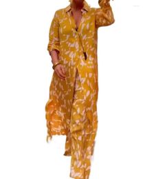 Women's Two Piece Pants Autumn Fashion Printing Set 2023 Women X-Long Split Shirt Top Full Casual African Suit