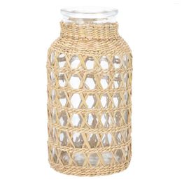 Vases Japanese Style Flower Vase Rattan Glass Wedding Table Decorations Arrangement Container