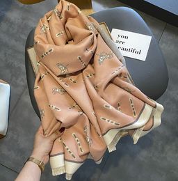 Top Retro Carriage Scarf Female Autumn and Winter Student Korean Style All-Matching Thickened Shawl Dual-Use Internet Celebrity Warm Orange Scarfs