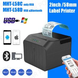 Desk Thermal Adhesive label printer 58mm Barcode Printer USB Bluetooth 2 Inch Label printer label Maker Windows impressora