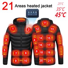 Men's Down Parkas Jackets 21 Areas Heated Jacket For Men USB Electric Heating Winter Outdoor Warm Sports Thermal Coat Parka 231005