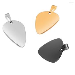 Charms 5Pc Stainless Steel Guitar Pick Pendant ID Necklace Unisex Jewellery 3 Colours Without Chain Double Side Polish Can Be Engraved